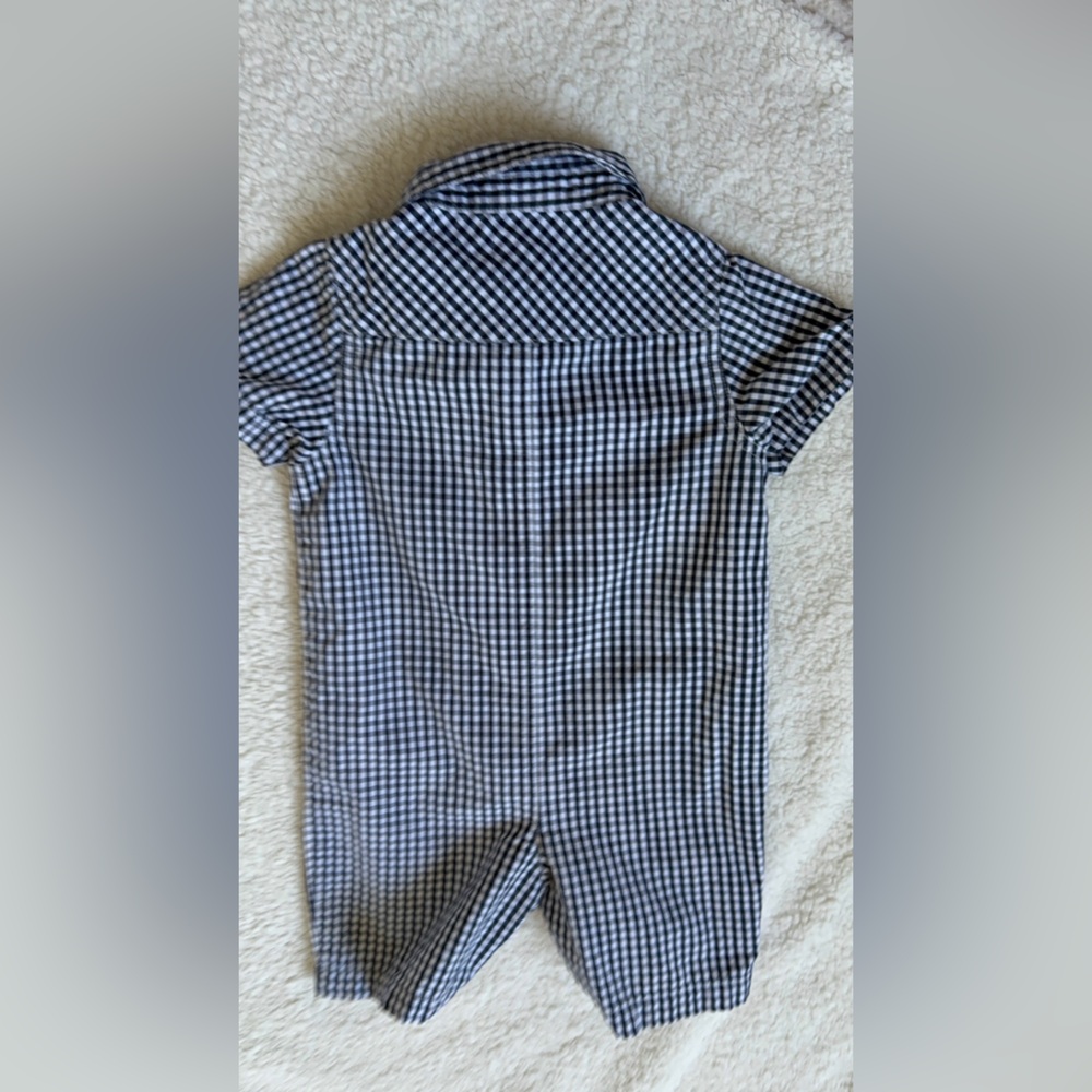 Pottery Barn Kids Black & White Gingham Baby Romper 100% Cotton 12-18 months - Picture 4 of 5